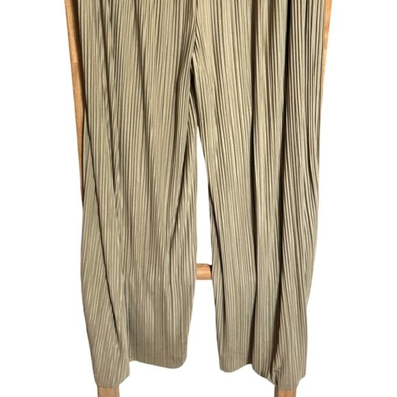 Samsoe Uma Trousers In Elmwood Pleated Wide Leg Pull On Style Gold Size Large - Picture 9 of 14